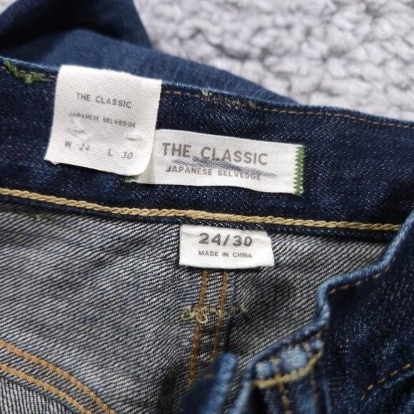 AE77 The Classic Straight Leg Jeans Women's 24 x 30 Japanese Selvedge Dark Wash - Picture 4 of 9